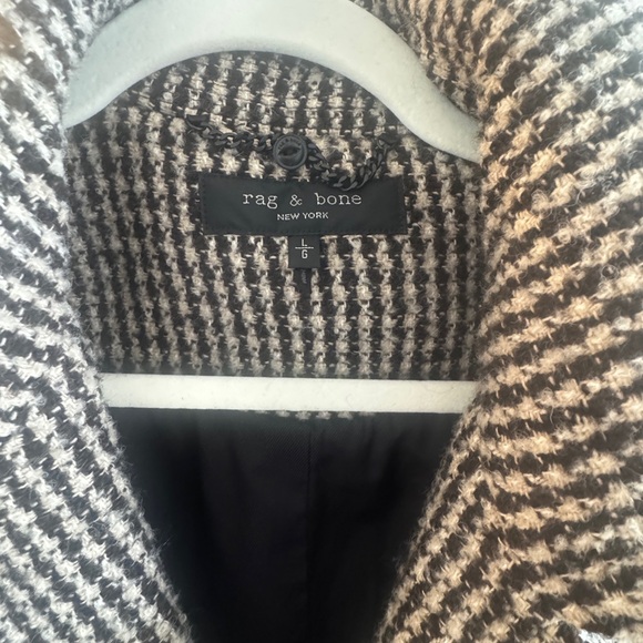 rag & bone Mina Oversized Houndstooth Coat (No Faux Fur Collar) – Size L - Picture 4 of 6
